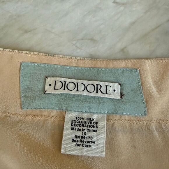 Anthropologie Diodore Snowflake 100% Silk "Alpine Tie Back Dress" gray/cream 10 - Picture 5 of 9